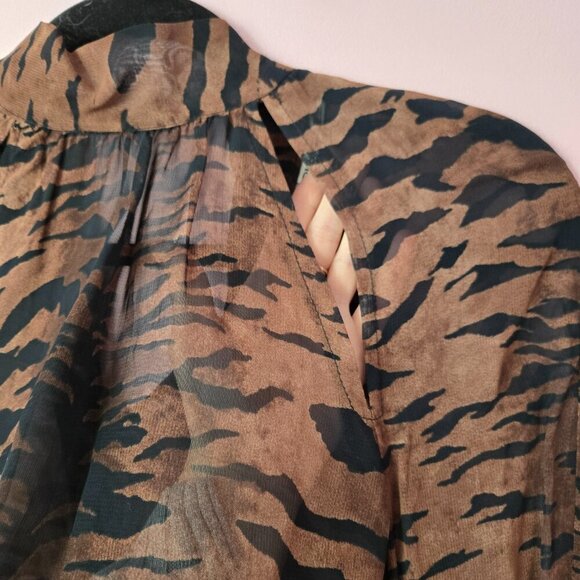 Diab'less Vintage Tiger Print Sheer Blouse size 2. Made in France - Picture 4 of 11